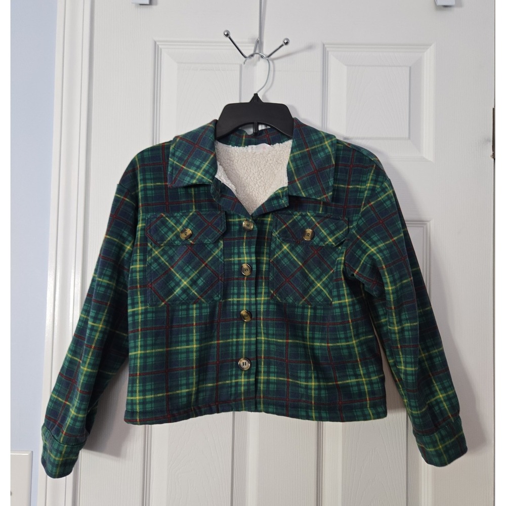 Beauties Girls Fannal & Sharpa short Jacket Size 10/12. Plaid with Sharpa